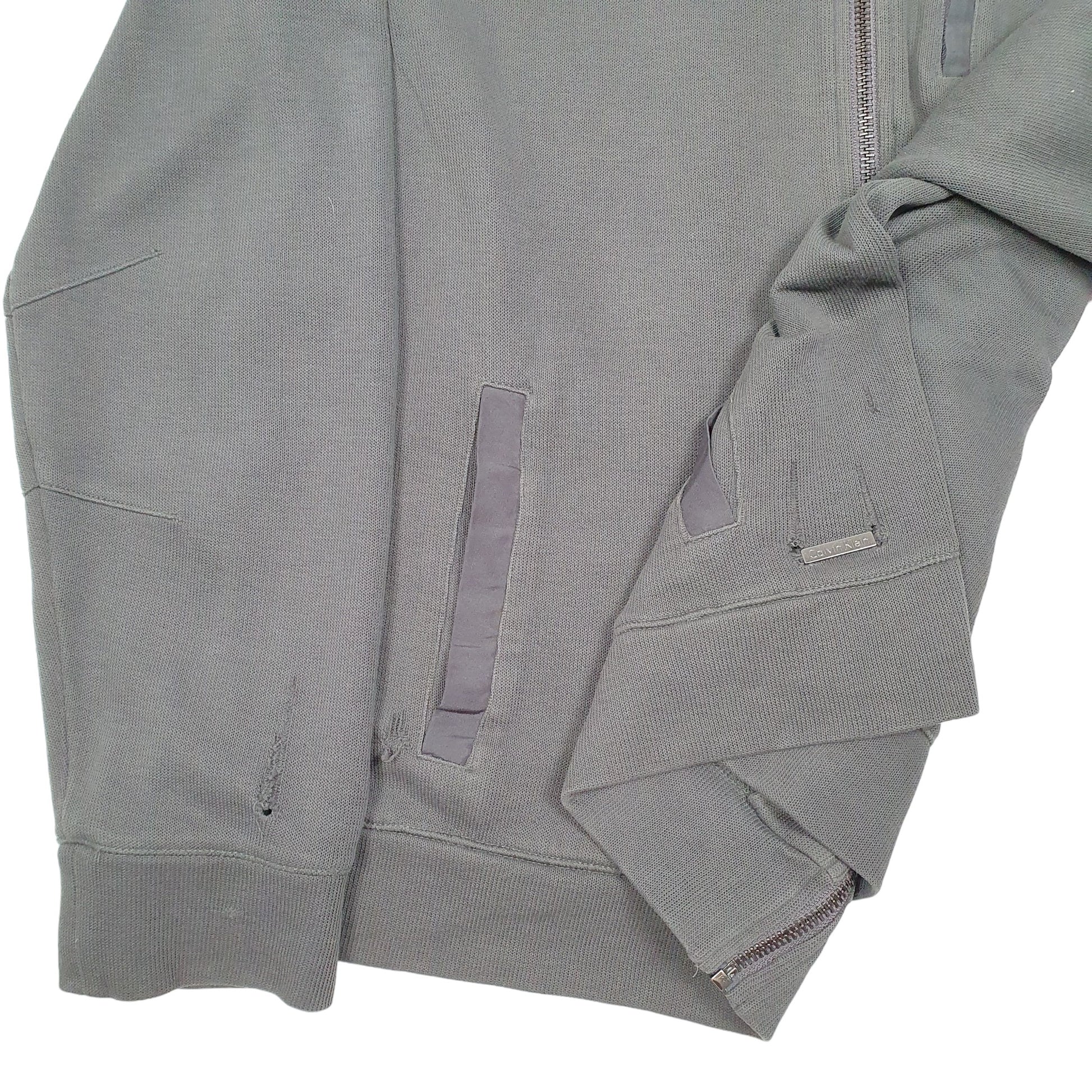 Mens Grey Calvin Klein Track Top Sweater Sweatshirt Slim Full Zip Jumper