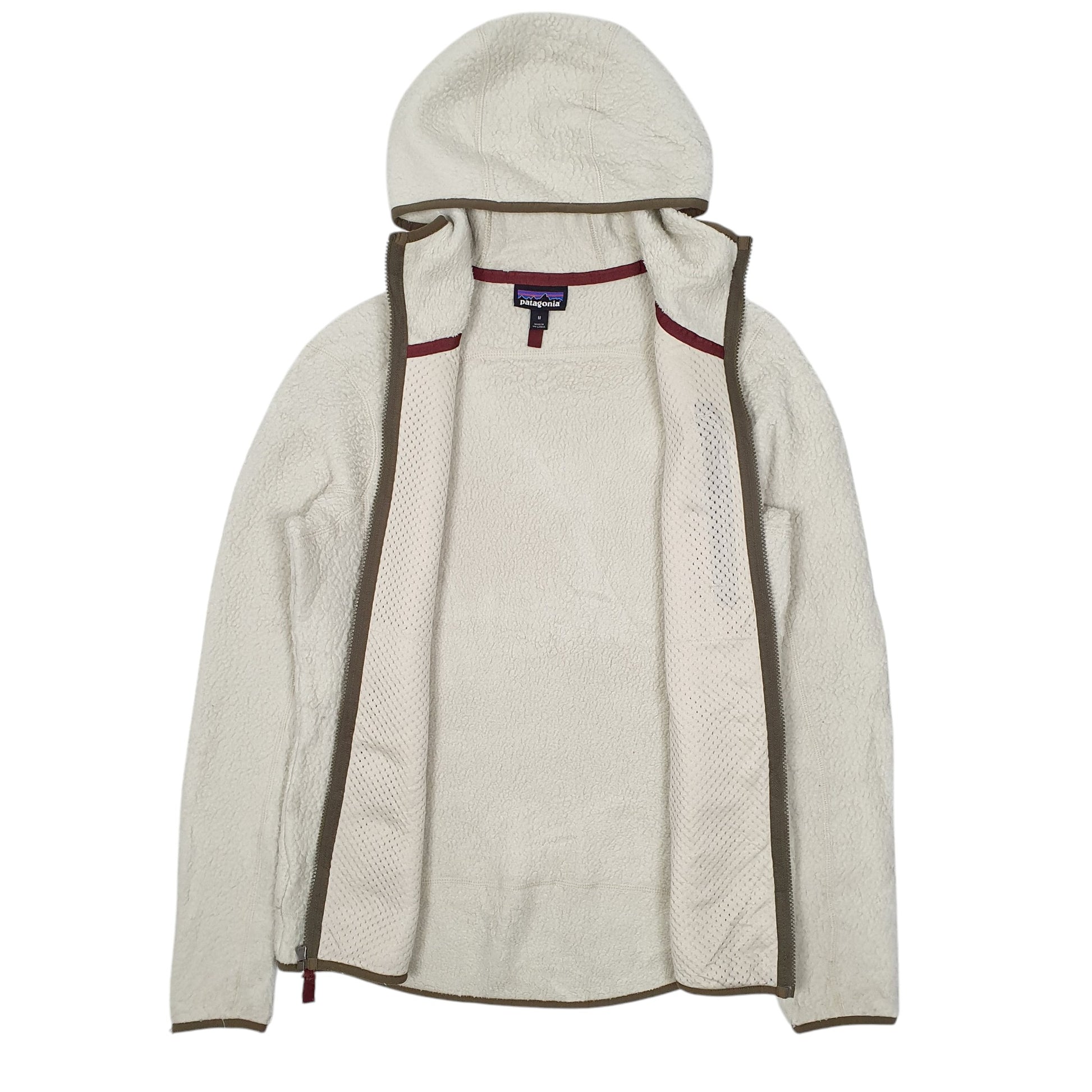 Womens White Patagonia Retro Pile Hoodie Full Zip Jumper