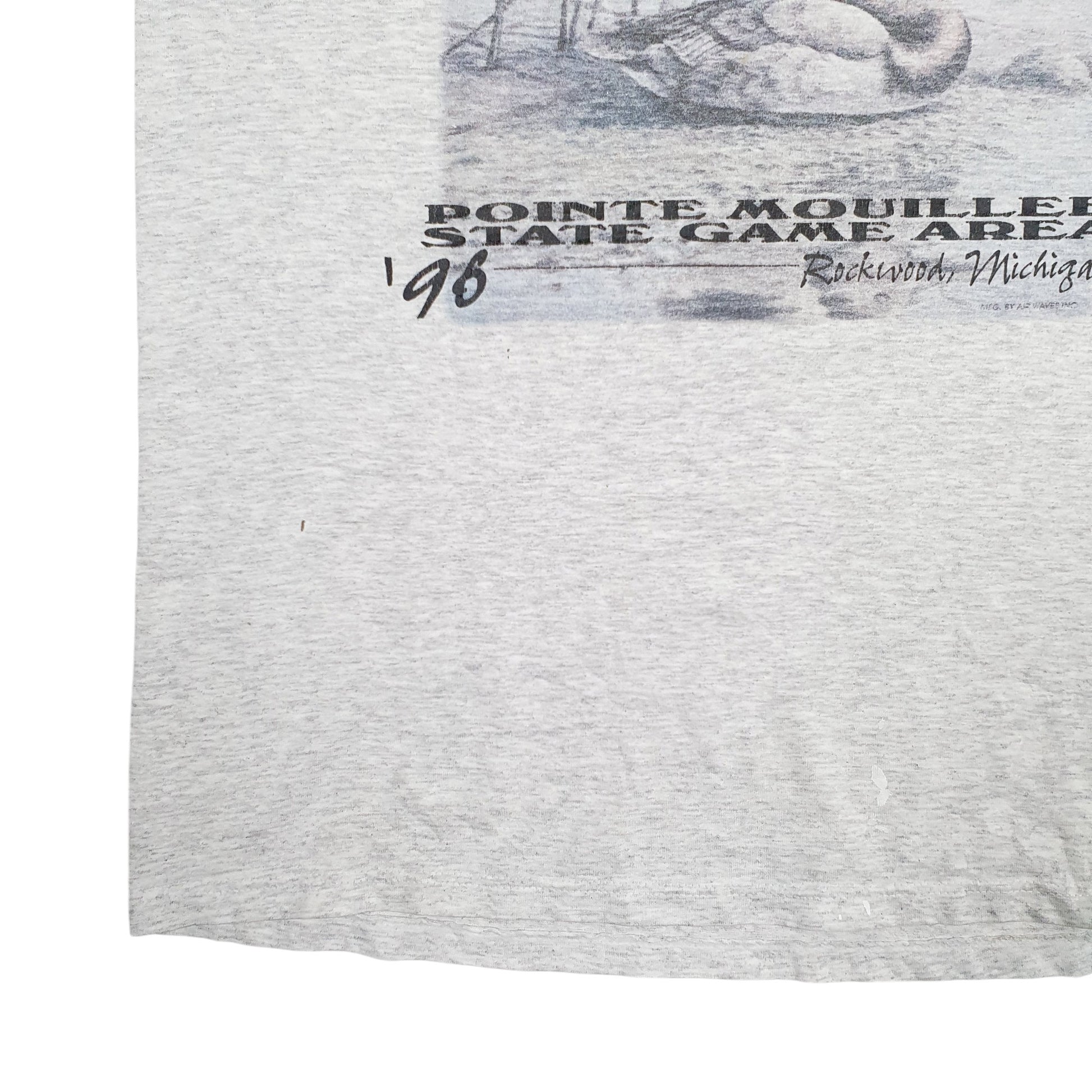 Mens Grey Jerzeez Single Stitch Vintage 90s Michigan Short Sleeve T Shirt