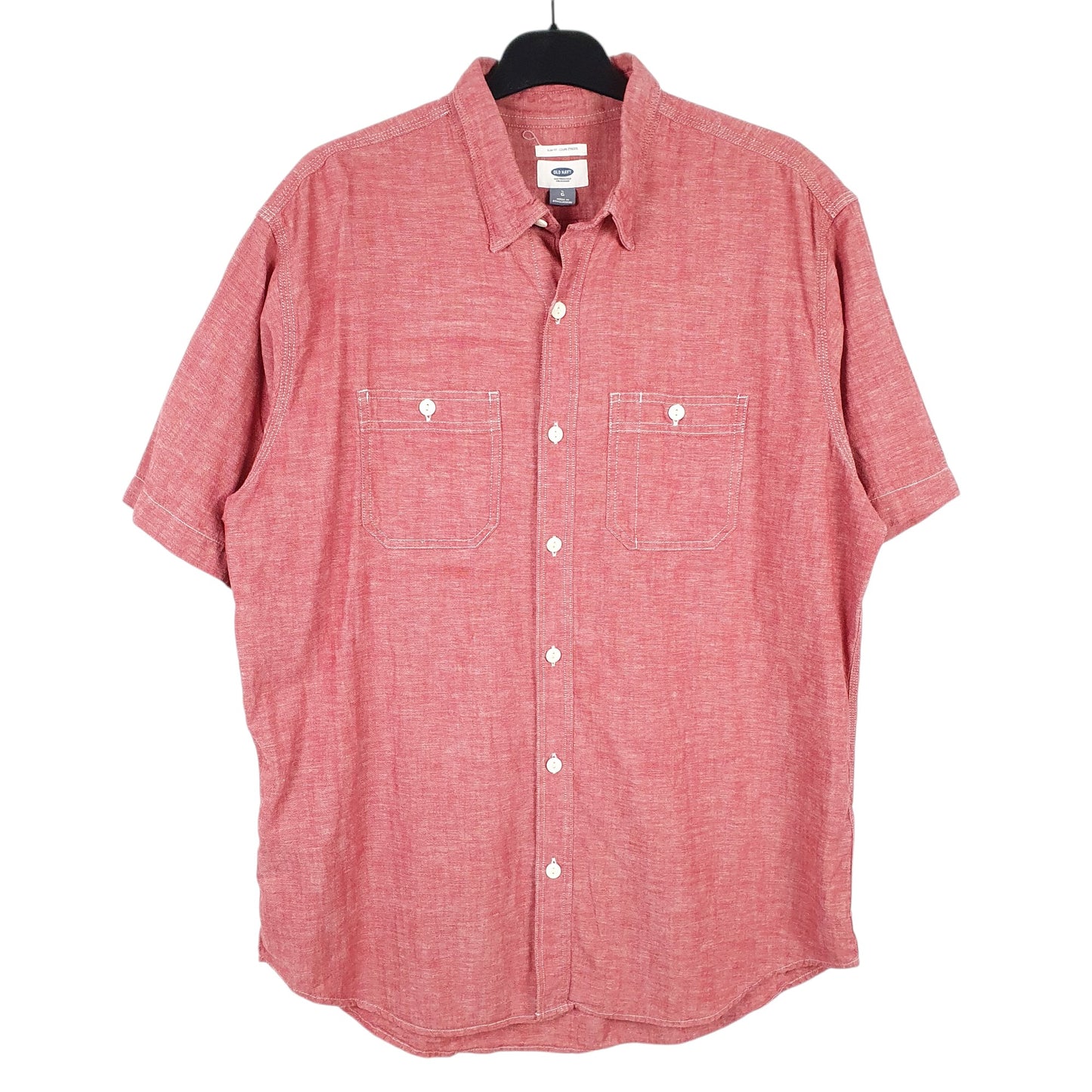 Mens Red Old Navy Chambray Short Sleeve Shirt
