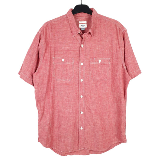 Mens Red Old Navy Chambray Short Sleeve Shirt