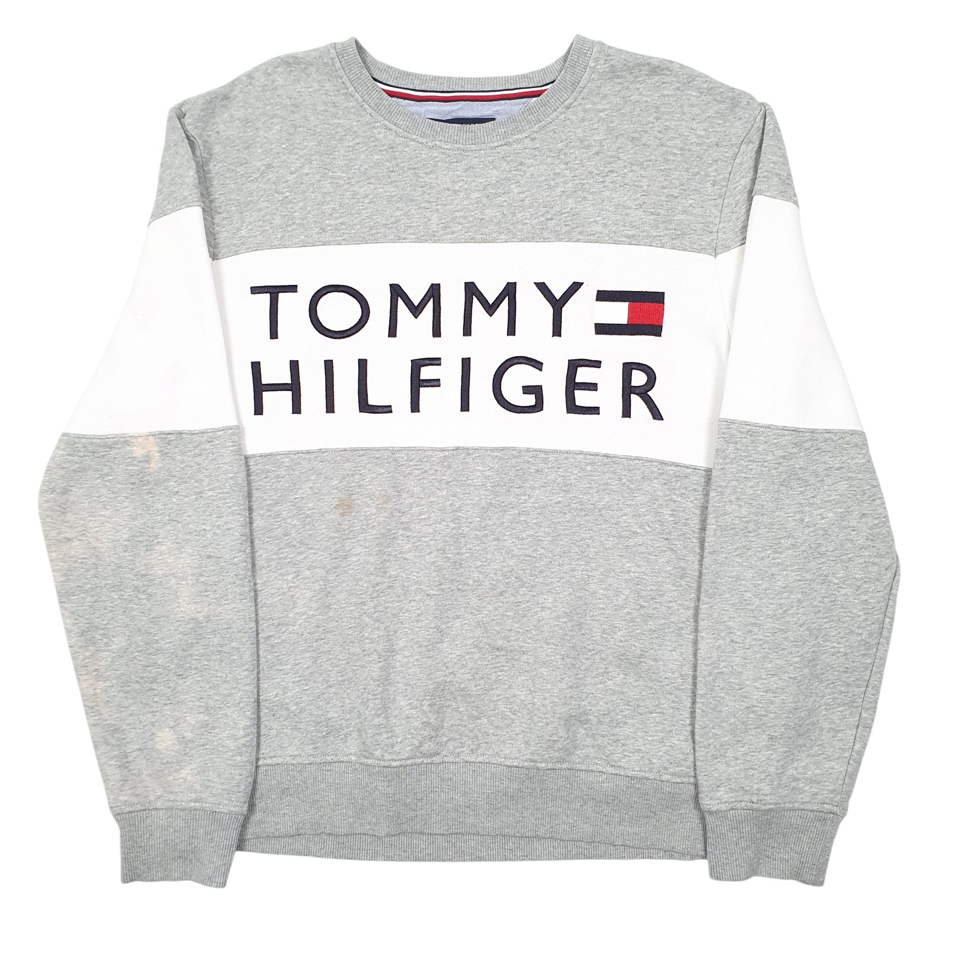 Mens Grey Tommy Hilfiger Spellout Crewneck Jumper