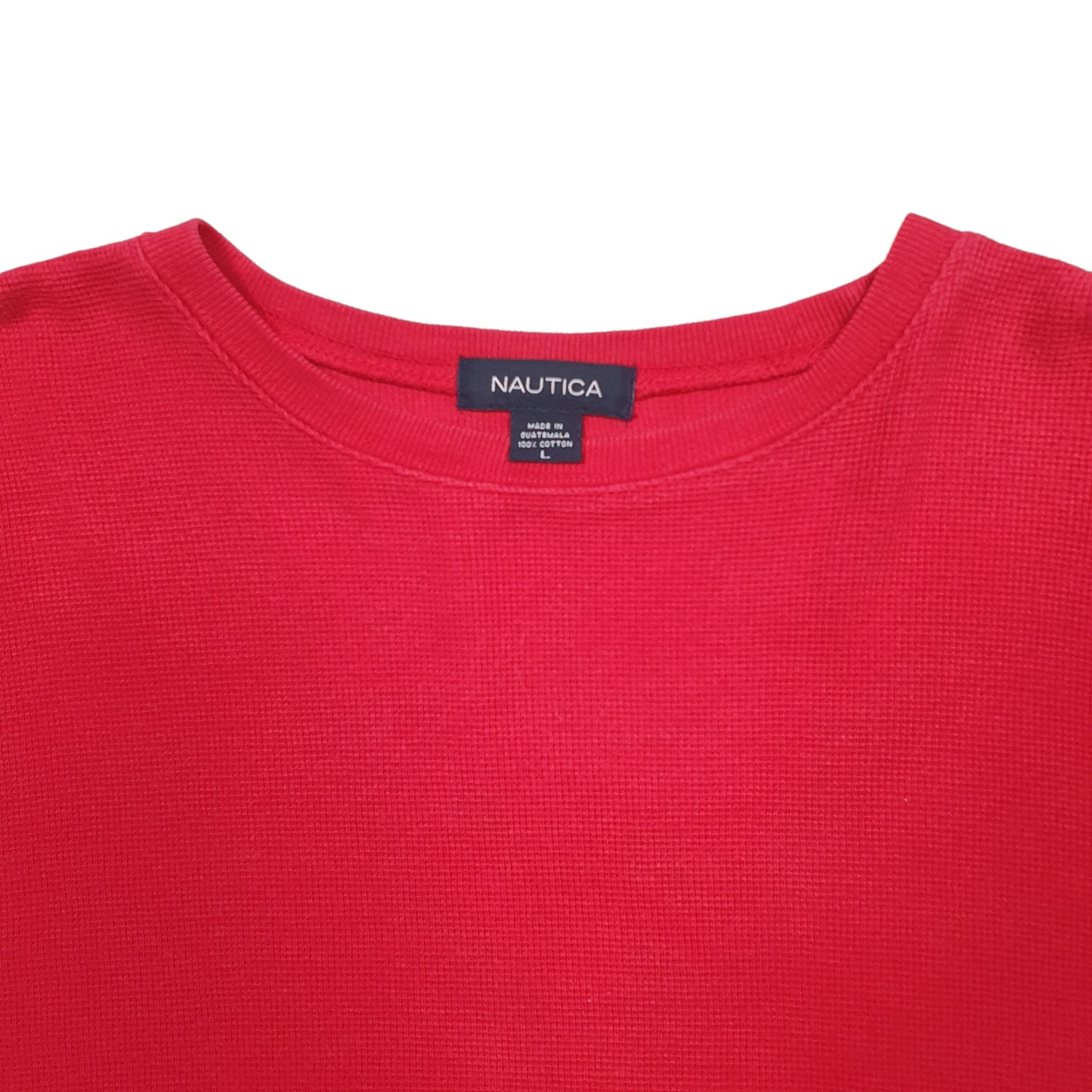 Mens Red Nautica Knit Crewneck Jumper