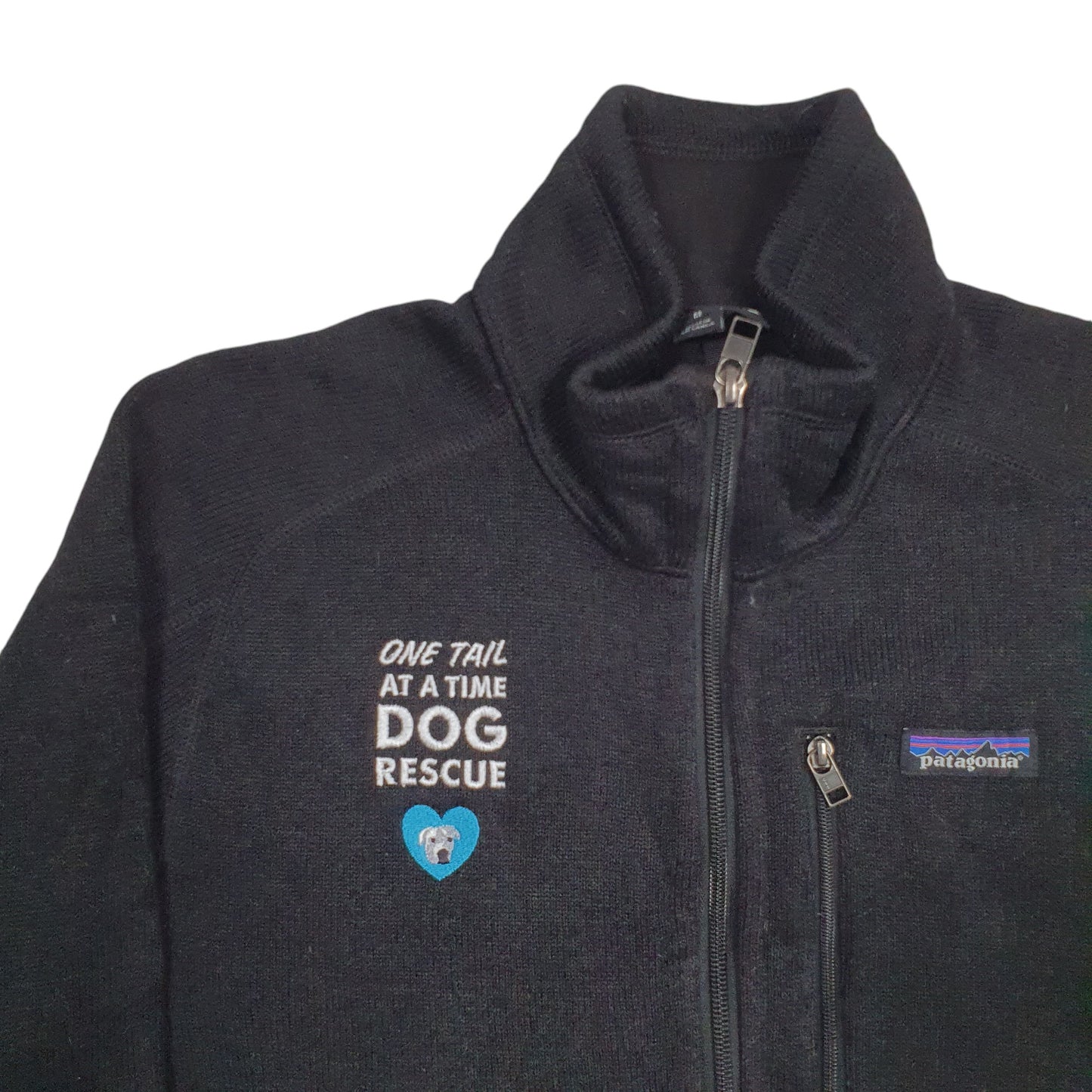 Mens Black Patagonia Dog Rescue Full Zip Jumper