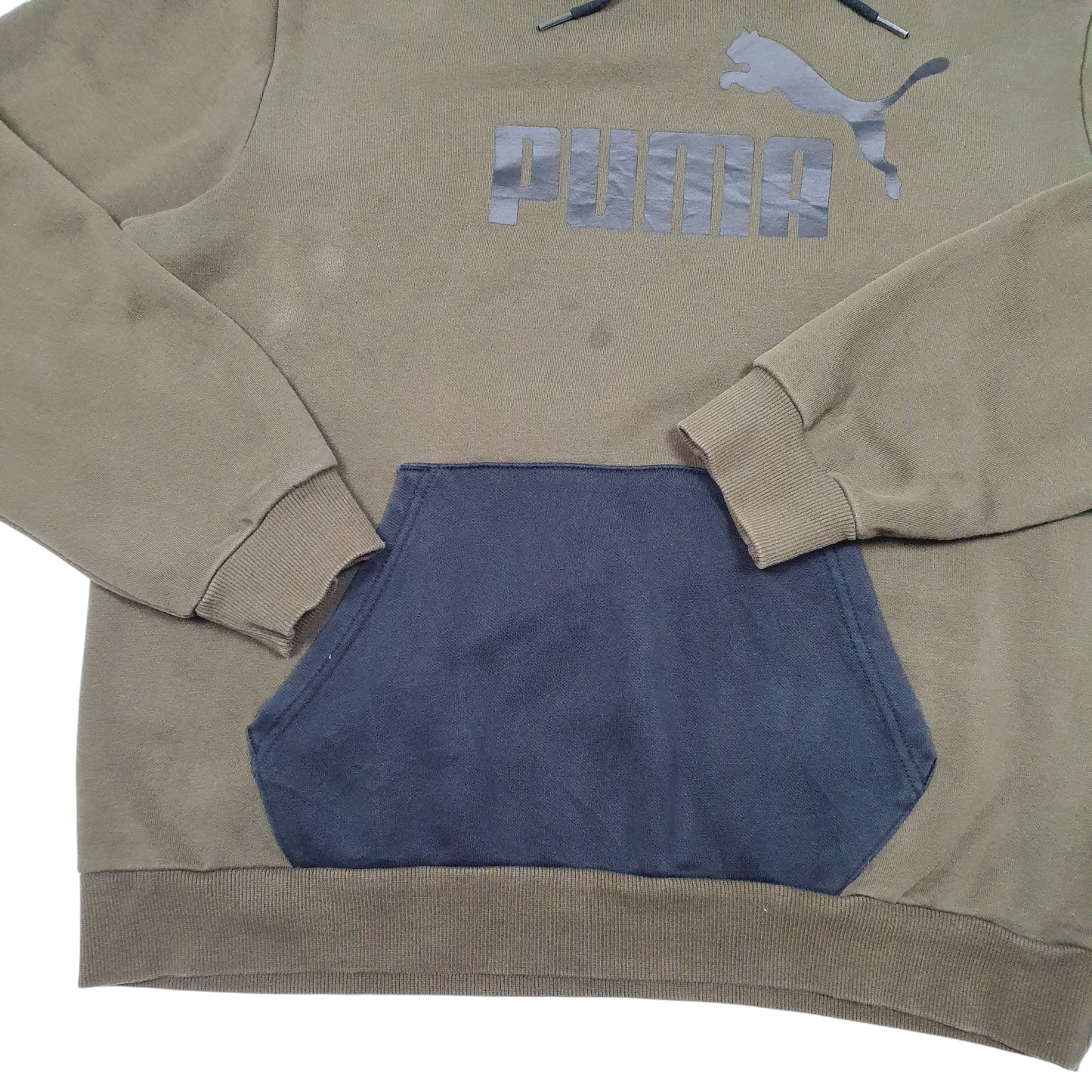 Mens Khaki Puma Spellout Hoodie Jumper