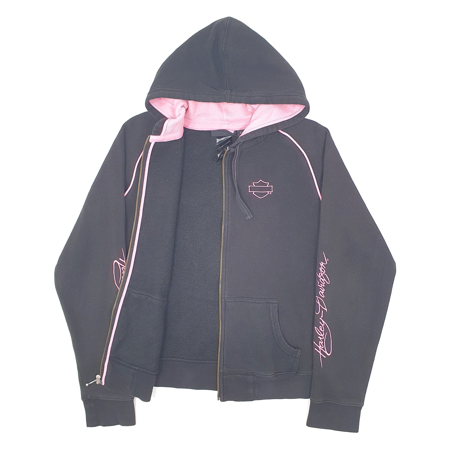 Womens Black Harley Davidson Hoodie Full Zip Jumper