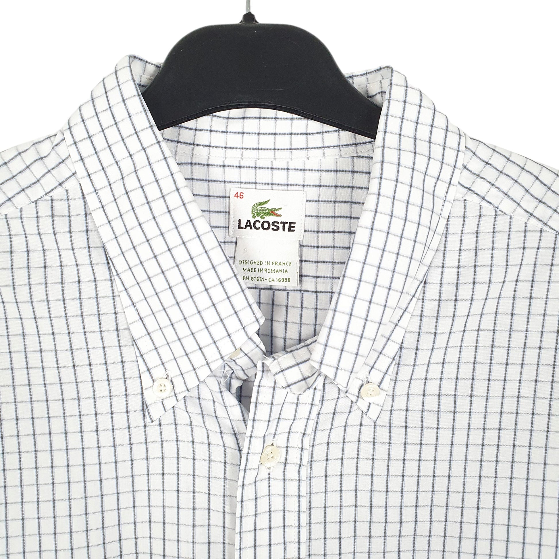 Mens White Lacoste  Long Sleeve Shirt