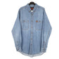 Mens Blue Wrangler Denim Jeans Riggs Workwear Chambray Long Sleeve Shirt