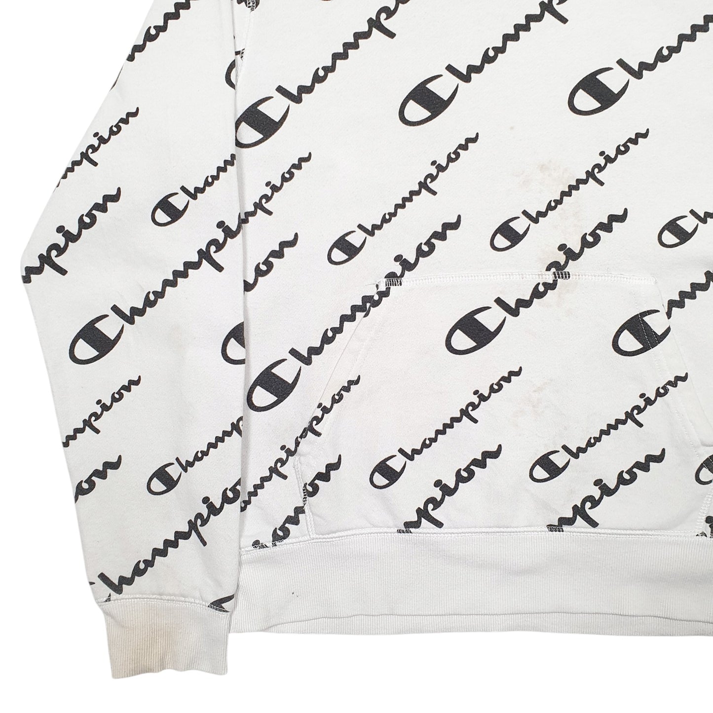 Womens White Champion Spellout Hoodie Jumper