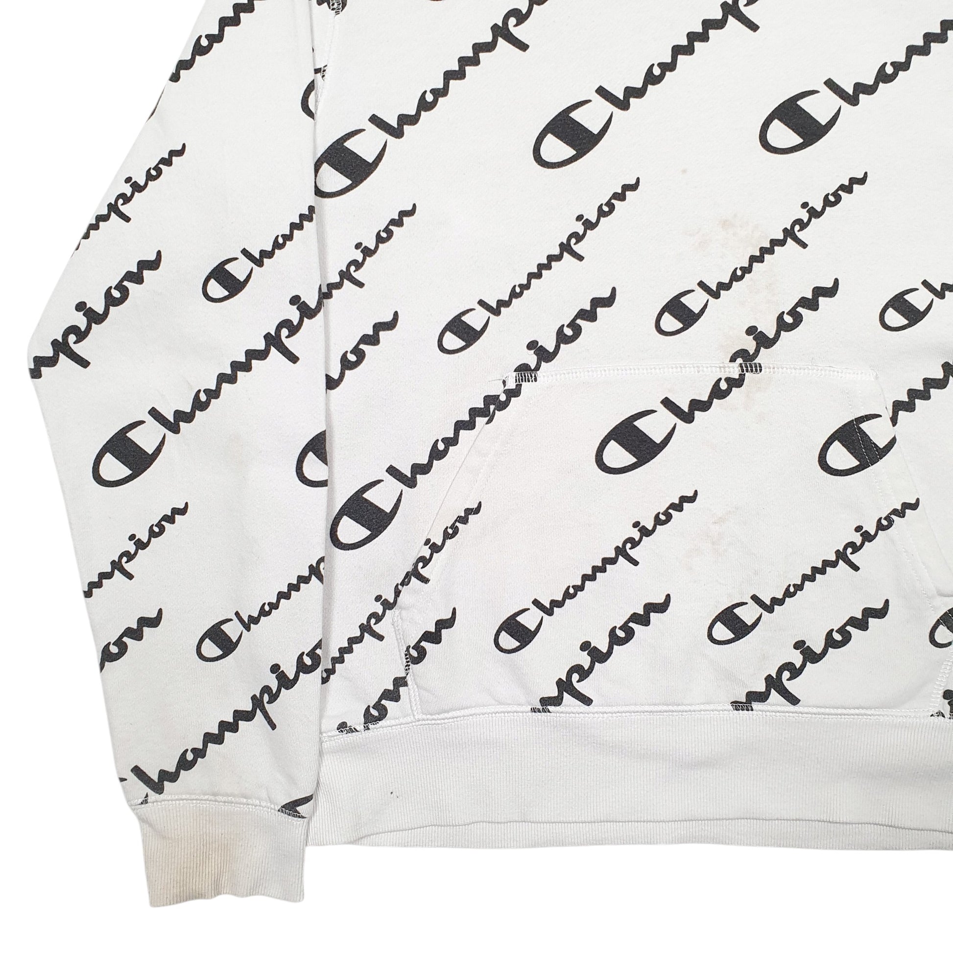 Womens White Champion Spellout Hoodie Jumper