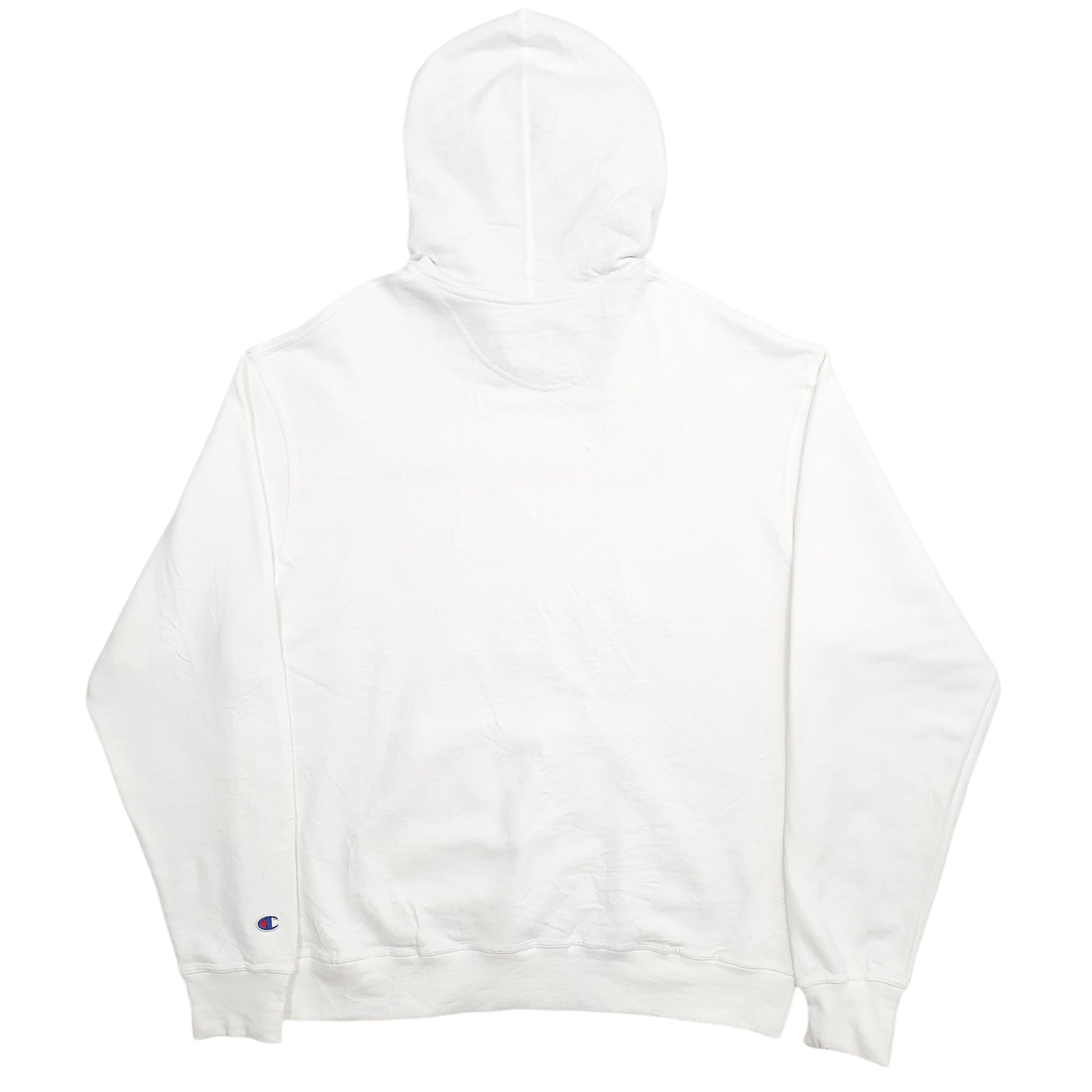 Mens White Champion Spellout Hoodie Jumper