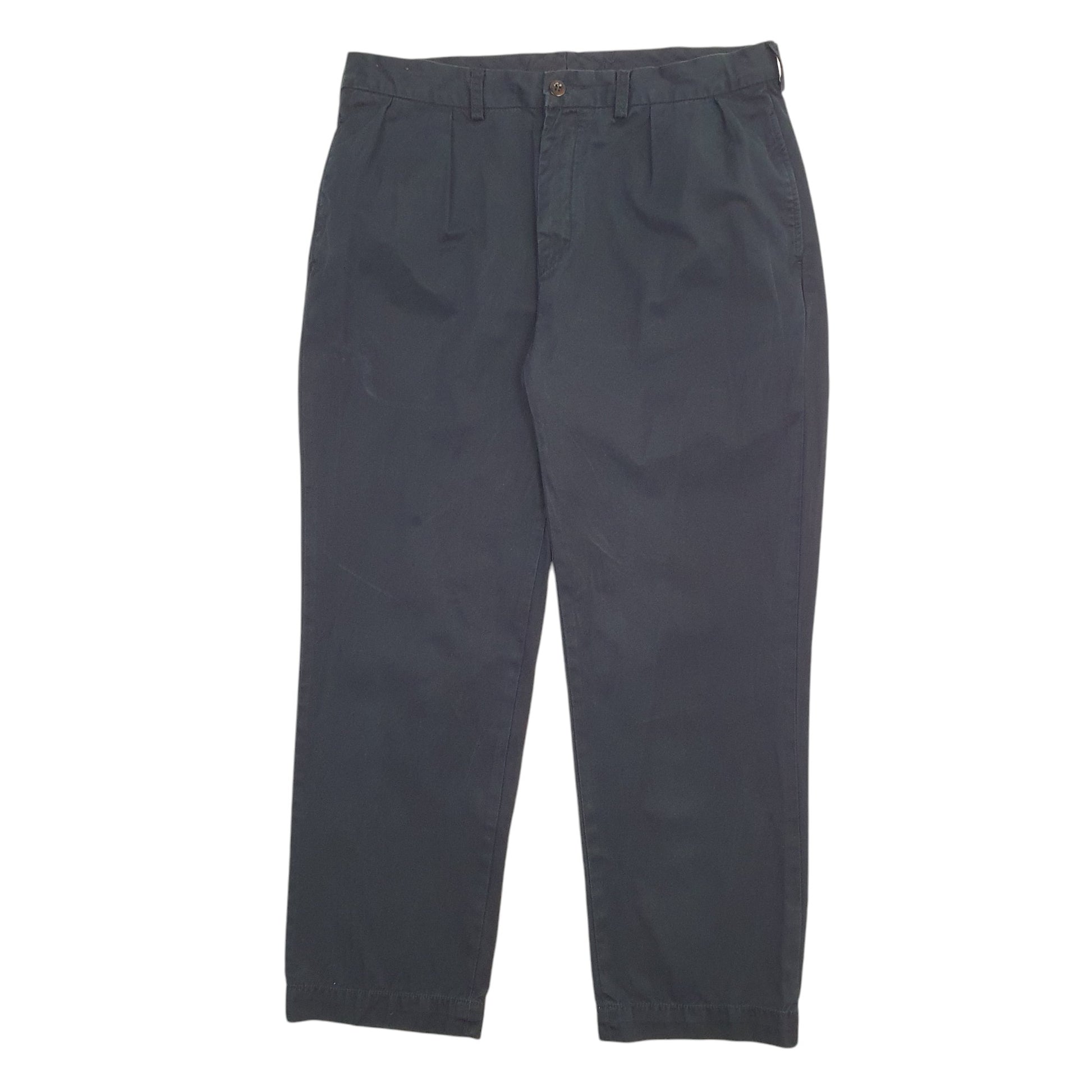 Mens Black Polo Ralph Lauren Double Pleated Vintage 2000's Chino Trousers