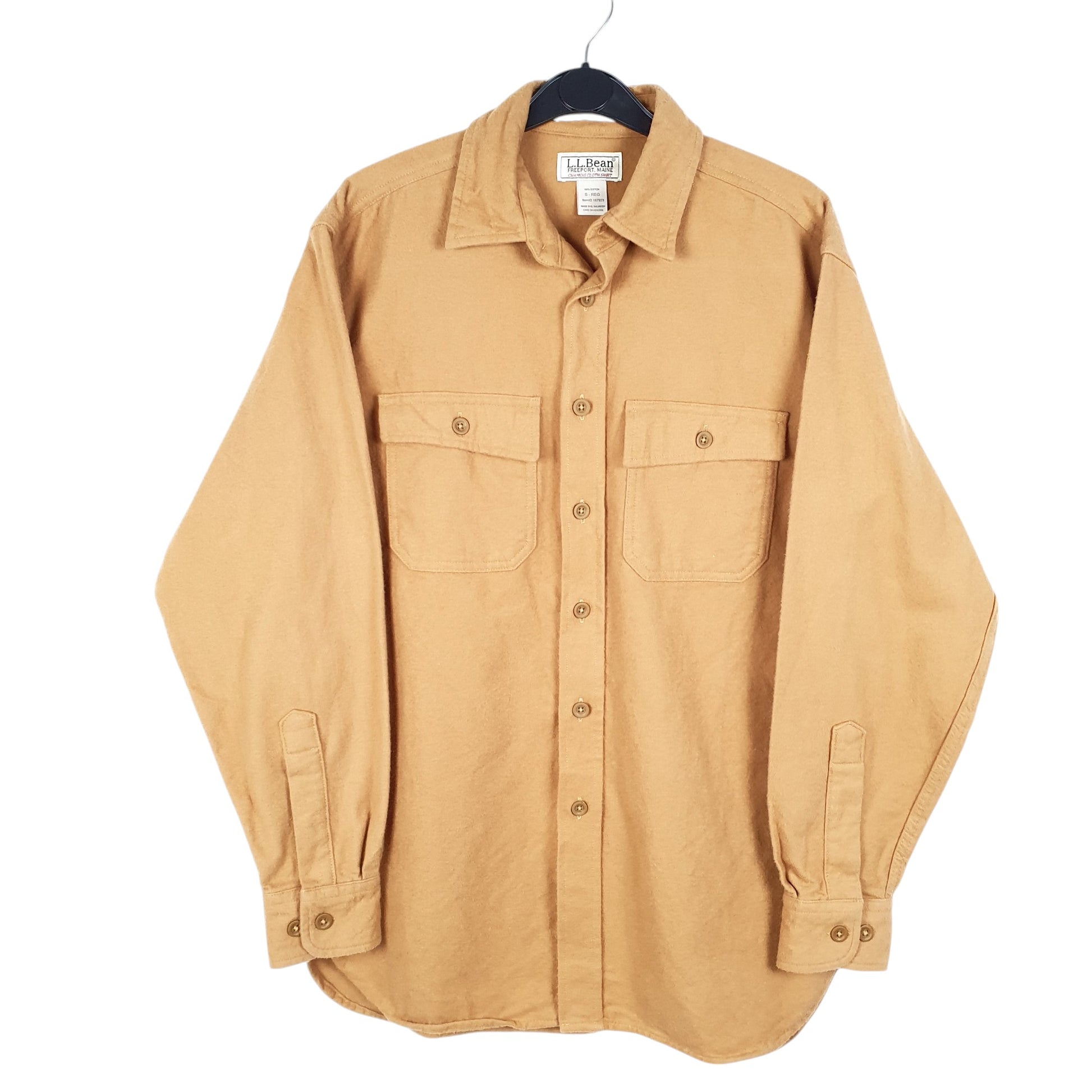 Mens Tan L.L.Bean Chamois Overshirt Shacket Long Sleeve Shirt
