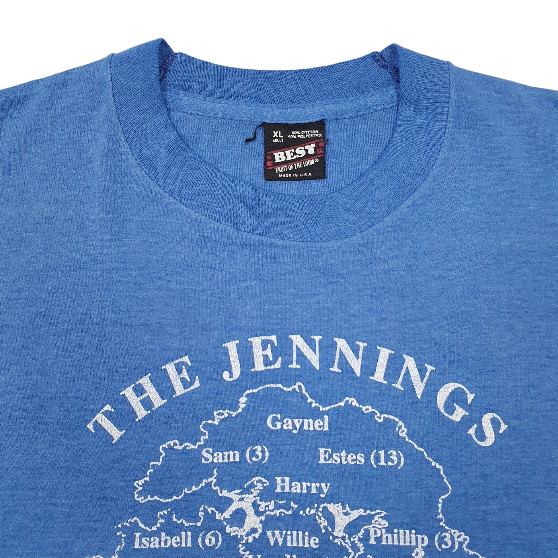 Mens Blue Fruit Of The Loom Single Stitch Vintage 90s Short Sleeve T Shirt