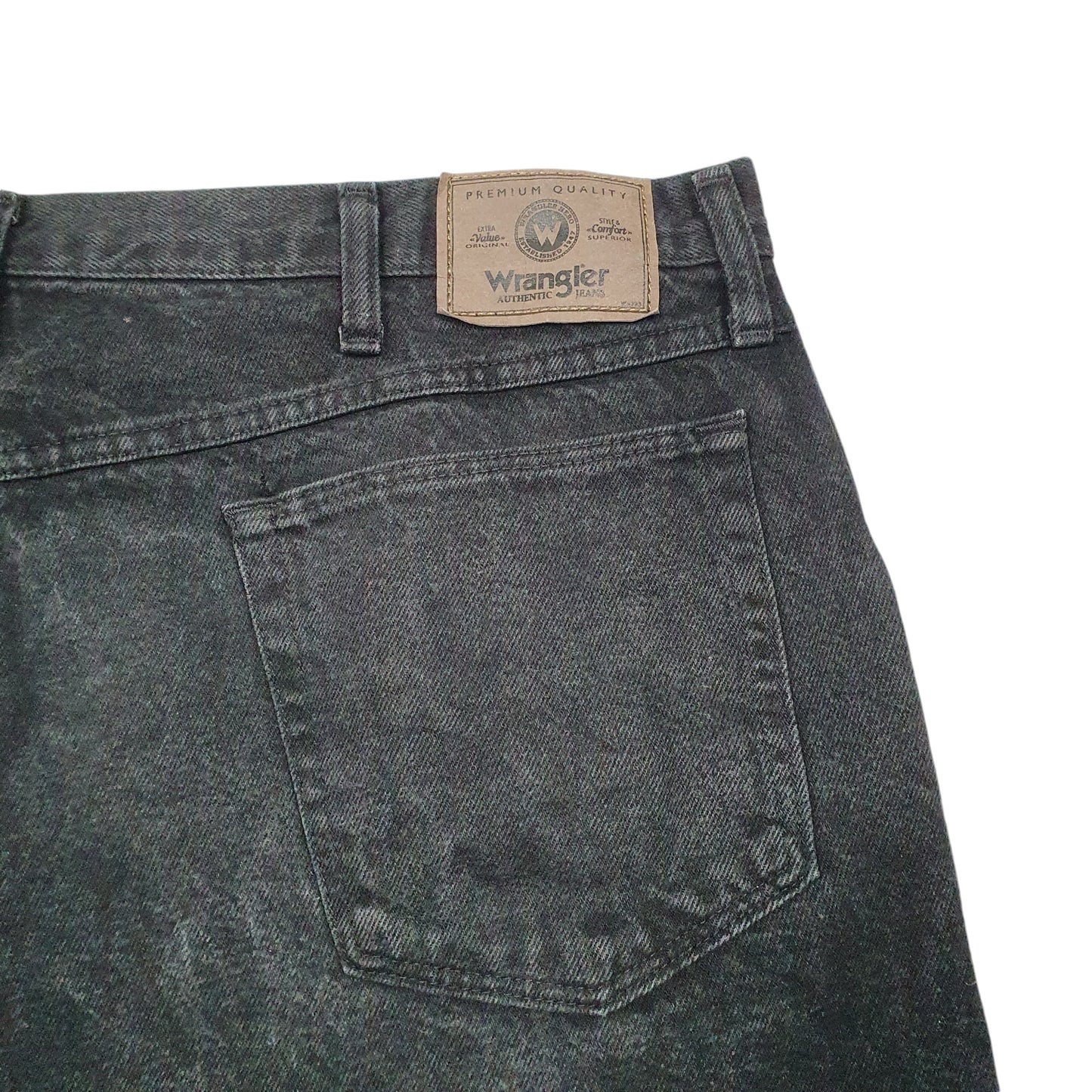 Mens Black Wrangler Denim Jeans Jorts Relaxed Baggy Denim Shorts