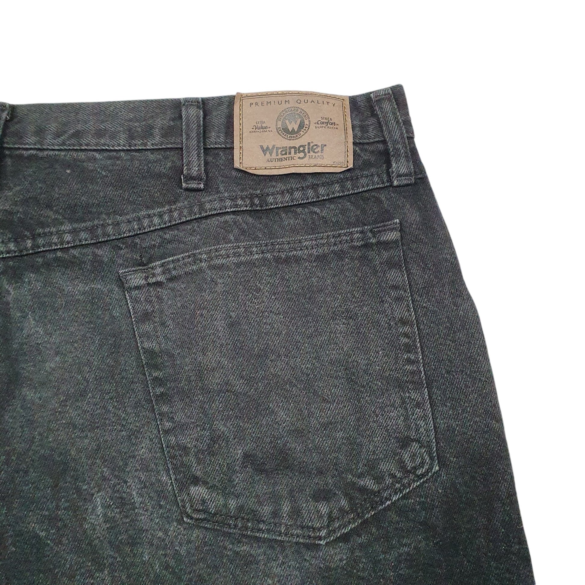 Mens Black Wrangler Denim Jeans Jorts Relaxed Baggy Denim Shorts