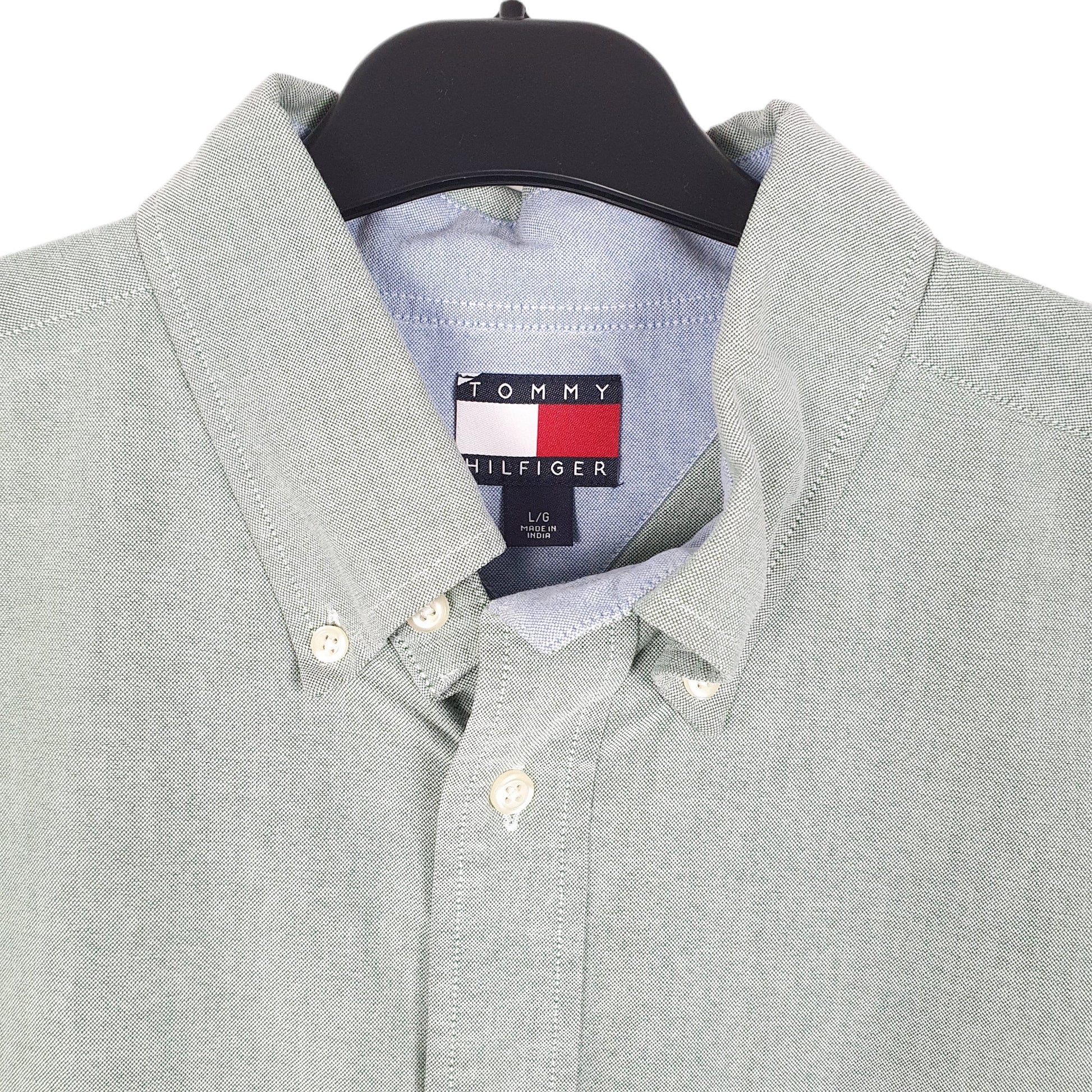 Mens Green Tommy Hilfiger Oxford Long Sleeve Shirt