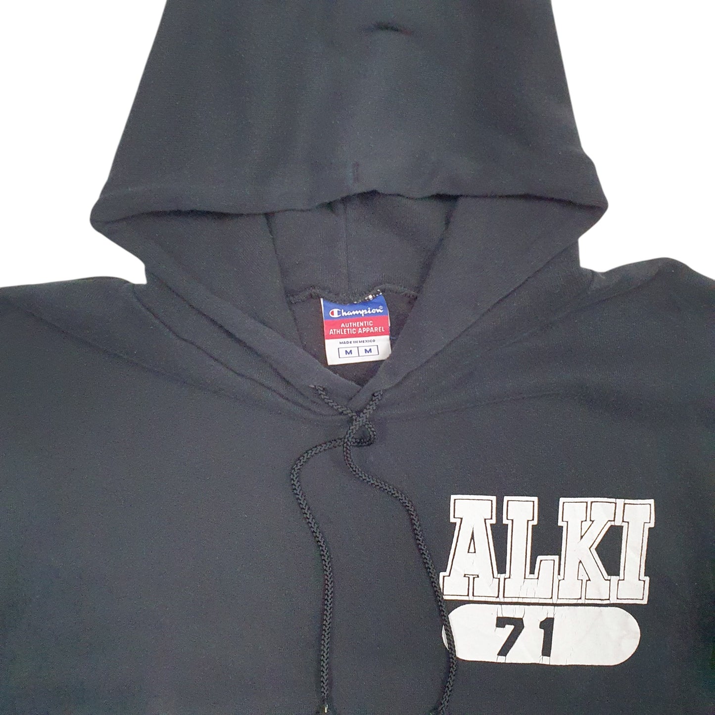 Mens Black Champion Alki 71 Spellout Hoodie Jumper