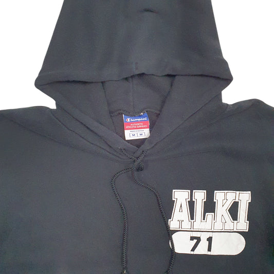 Mens Black Champion Alki 71 Spellout Hoodie Jumper