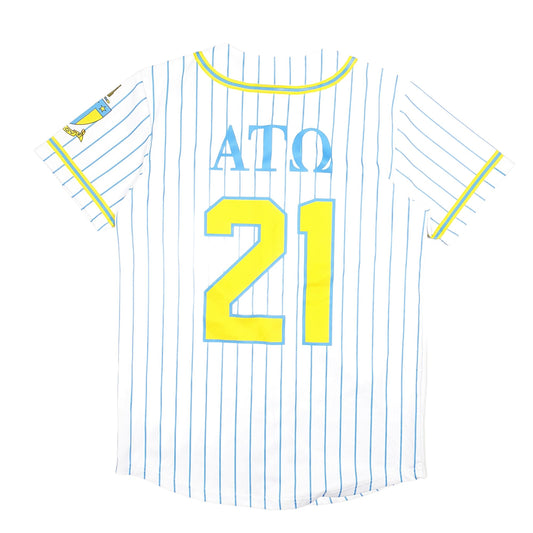 Mens White Kinetic Society Baseball Jersey Taus ATQ Fraternity Frat USA College Short Sleeve T Shirt