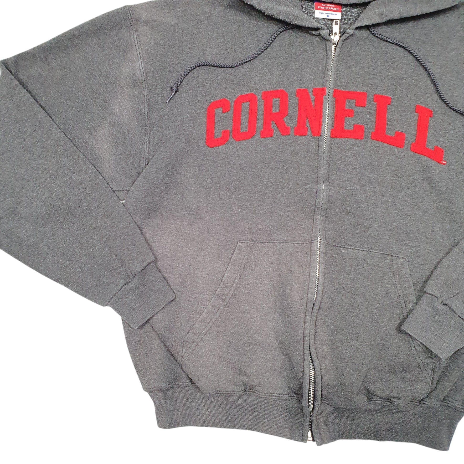 Mens Grey Champion Hoodie Cornell College USA Spellout Full Zip Jumper