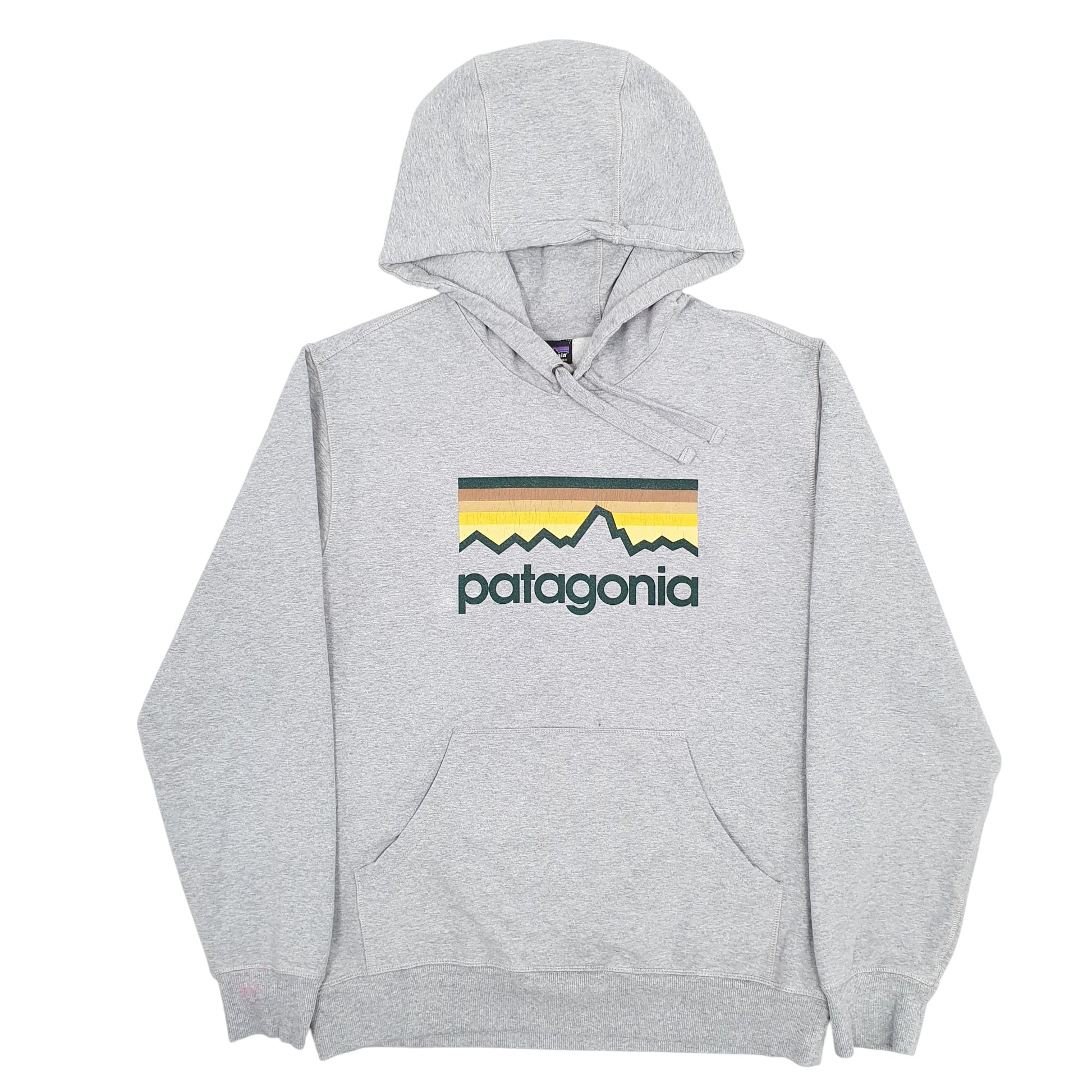 Mens Grey Patagonia Spellout Hoodie Jumper