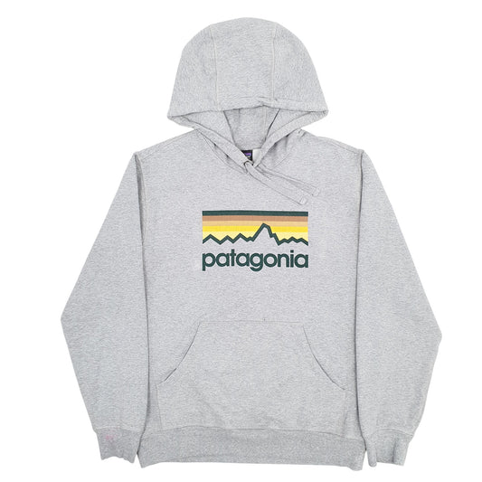 Mens Grey Patagonia Spellout Hoodie Jumper