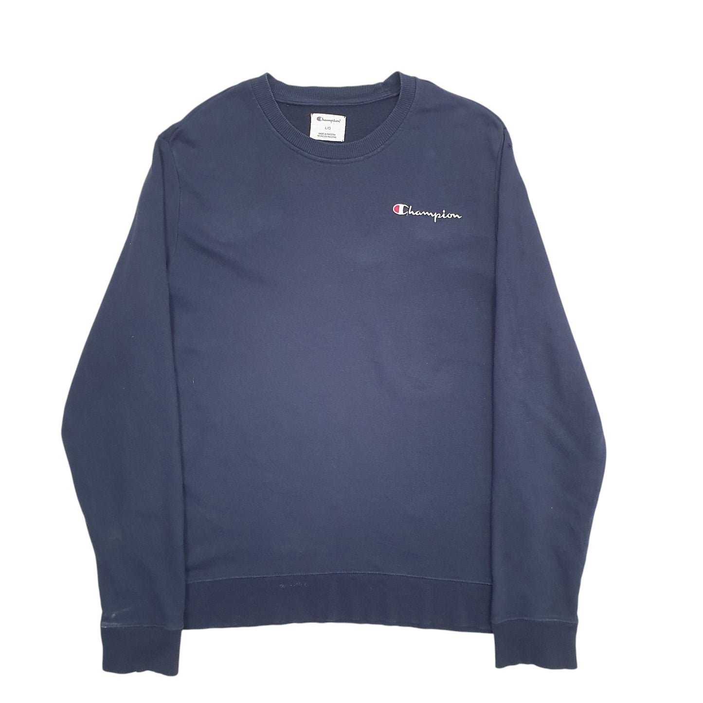 Mens Navy Champion Spellout Crewneck Jumper