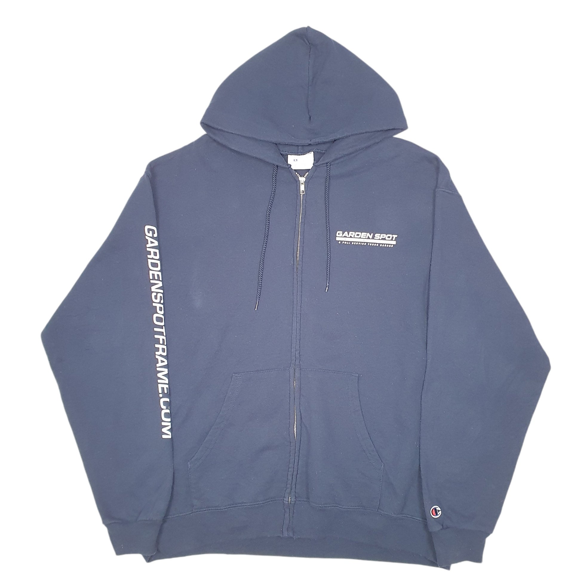 Mens Navy Champion Hoodie Garden Spot USA Full Zip Jumper