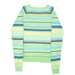 Womens Green Izod Stripe Raglan V Neck Jumper