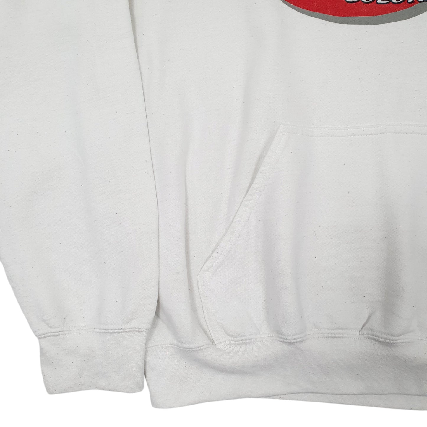 Mens White Gildan Colorado Mountains Skiing Hoodie Jumper