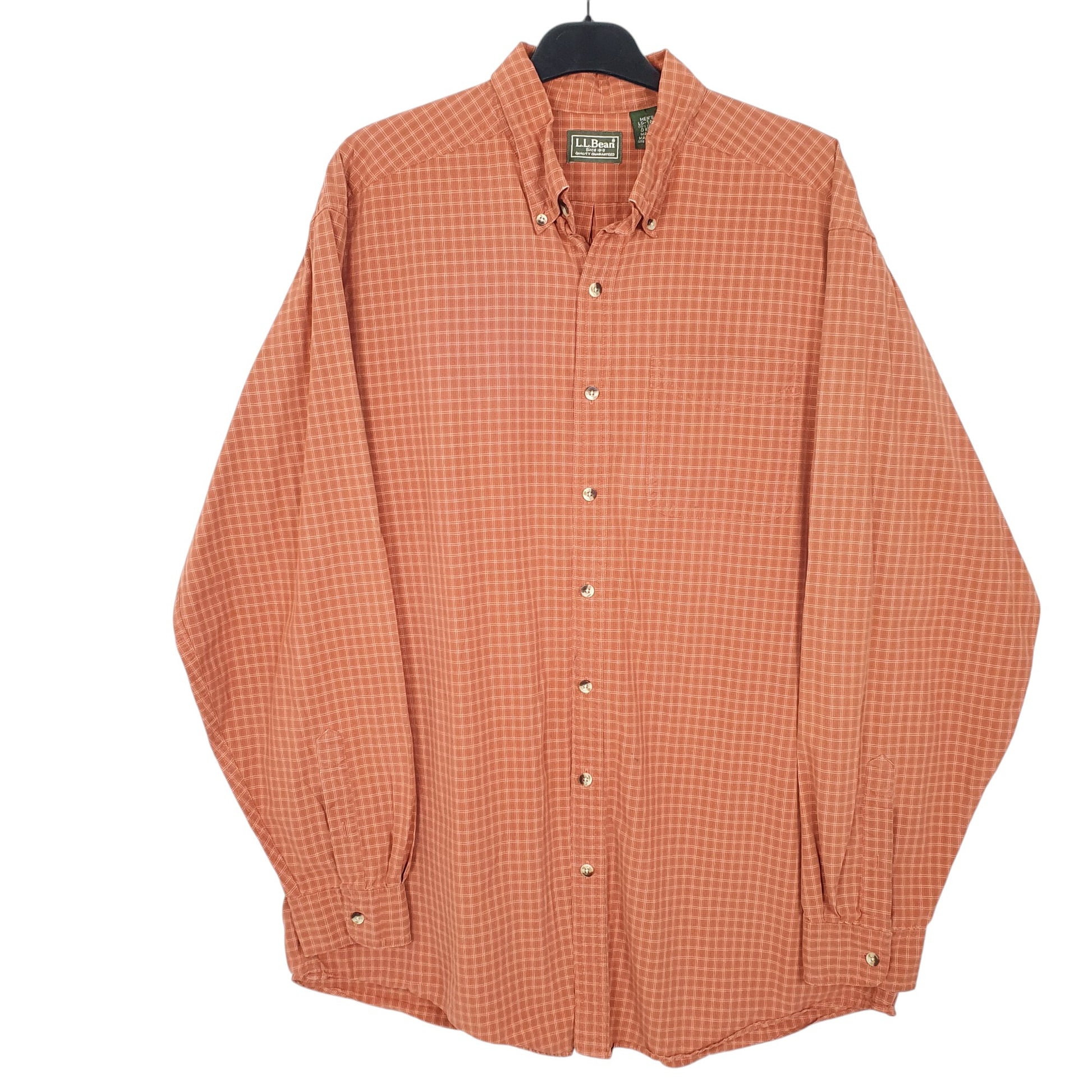 Mens Orange L.L.Bean Tall Long Sleeve Shirt