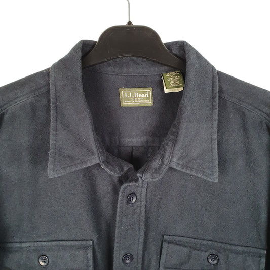 Mens Navy L.L.Bean Vintage Chamois Overshirt Made In USA Long Sleeve Shirt