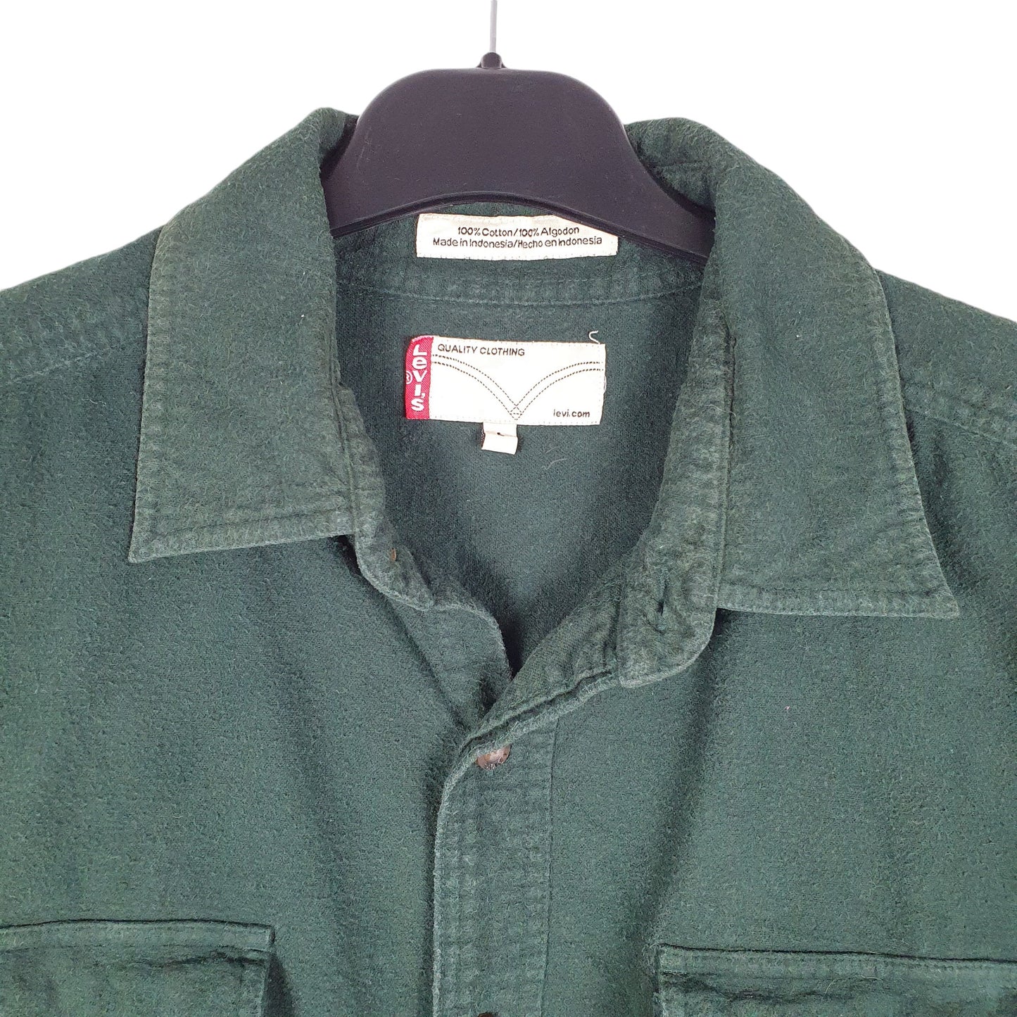 Mens Green Levis Chamois Overshirt Shacket Flannel Long Sleeve Shirt