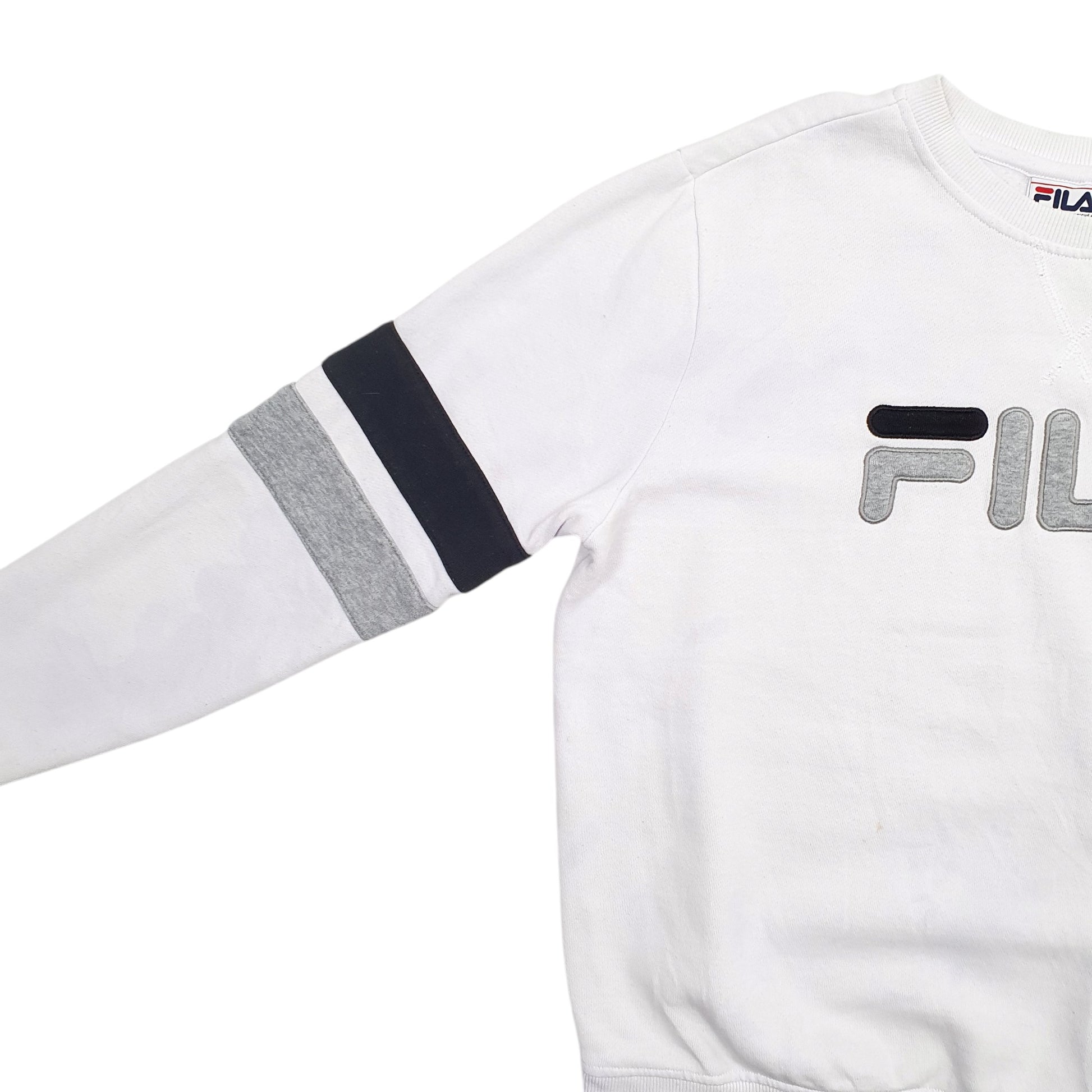 Womens White Fila Spellout Crewneck Jumper