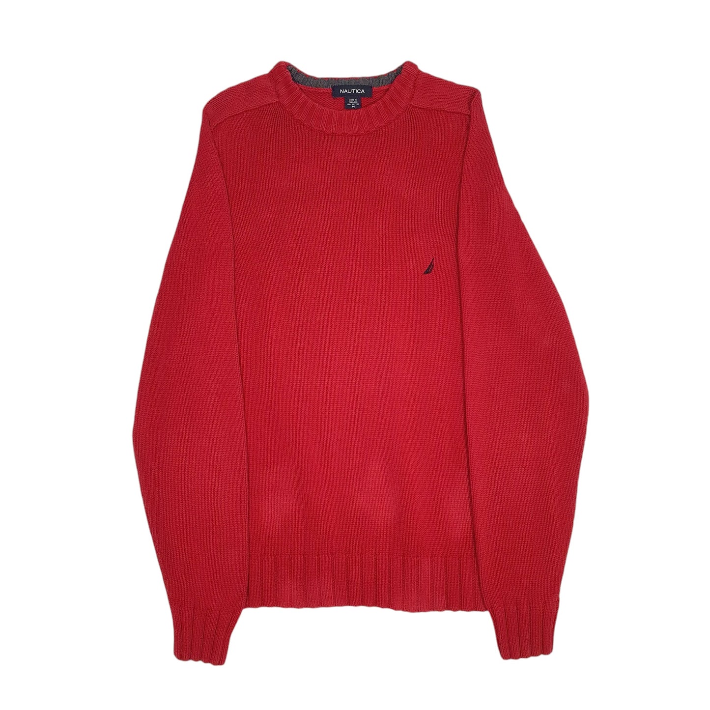 Mens Red Nautica Knit Crewneck Jumper