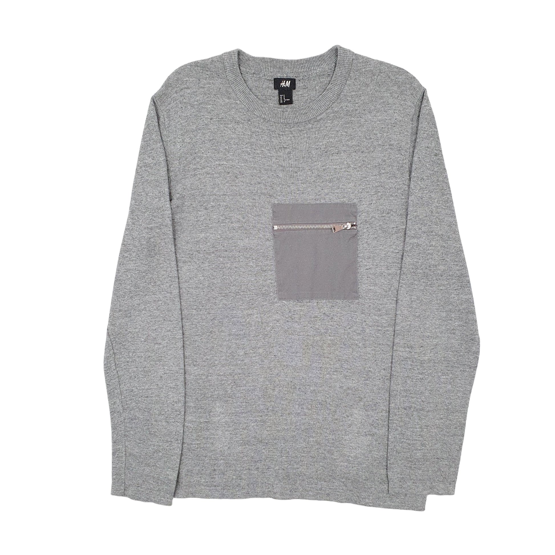 Mens Grey H&M Lightweight Crewneck Jumper