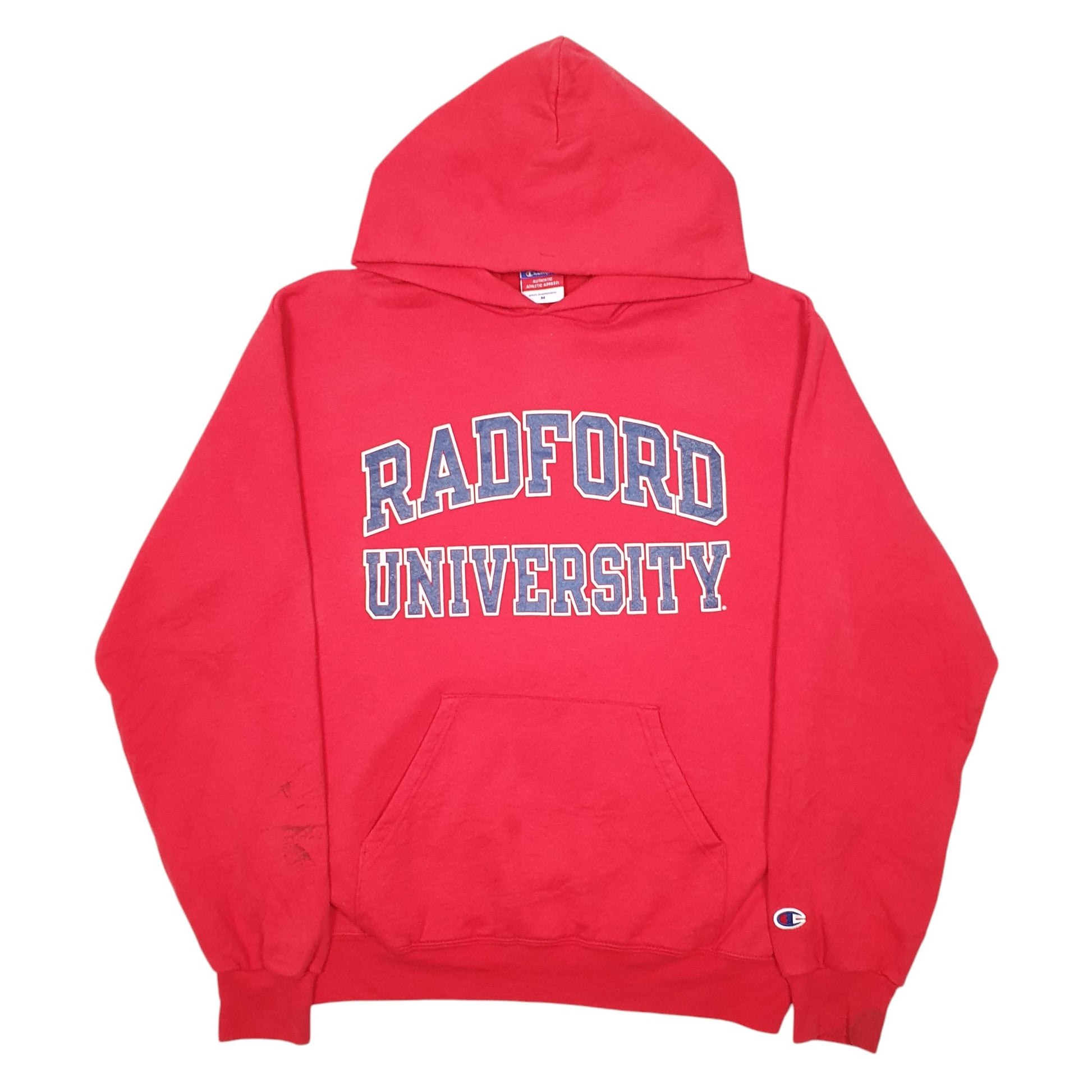 Mens Red Champion Radford University USA Spellout Hoodie Jumper