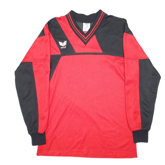 Mens Red Erima Football Active Workout Long Sleeve T Shirt