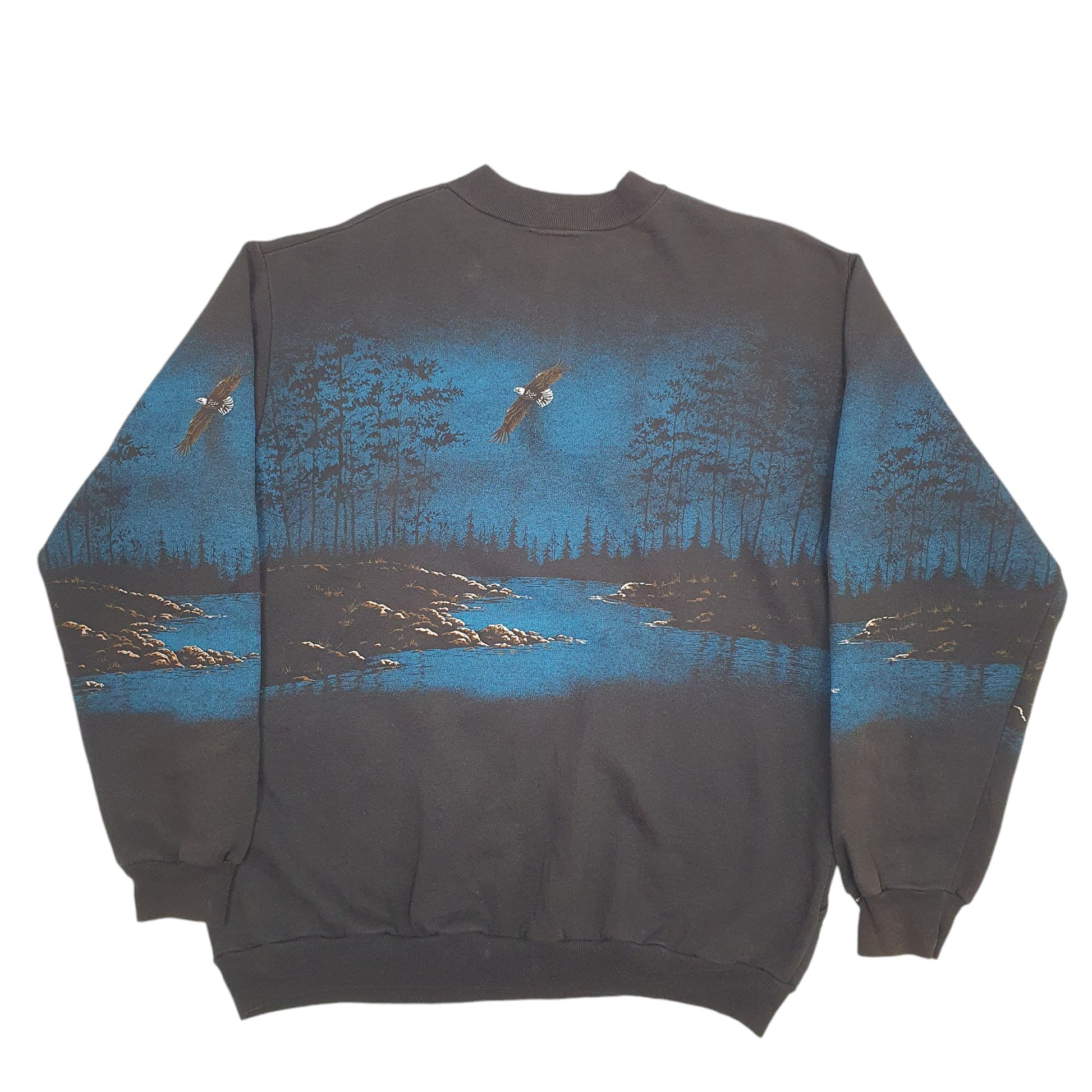 Mens Black Art Unlimited Sportswear Eagle Crewneck Jumper