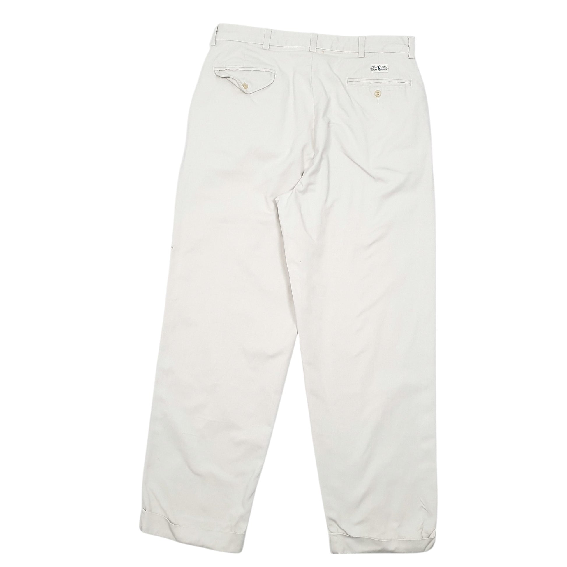 Mens Beige Polo Ralph Lauren Vintage Double Pleated Chino Trousers