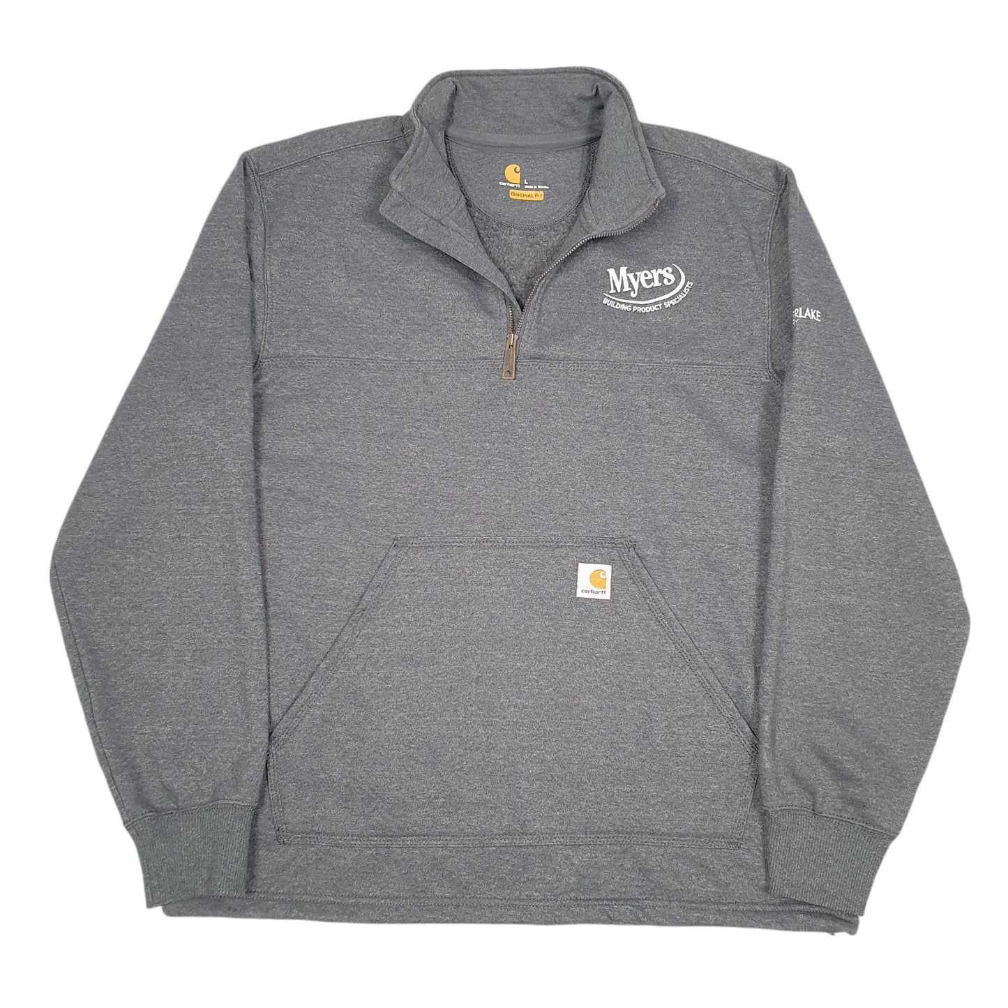 Mens Grey Carhartt Workwear Myers Building Specialist Timberlake Cabinetry Quarter Zip Jumper