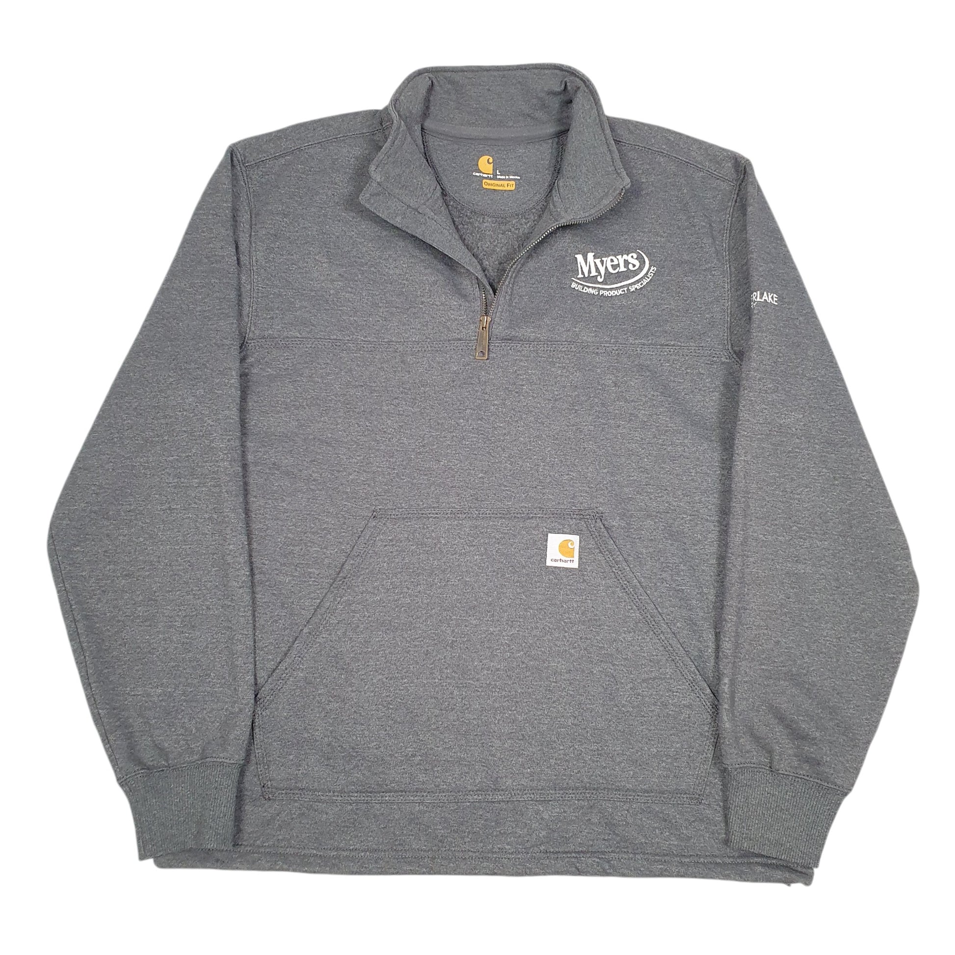 Mens Grey Carhartt Workwear Myers Building Specialist Timberlake Cabinetry Quarter Zip Jumper
