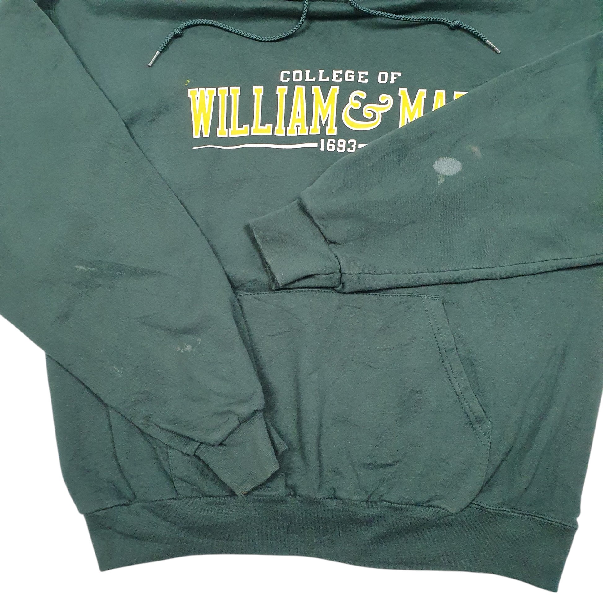 Mens Green Champion College Of William & Mary USA Spellout Hoodie Jumper