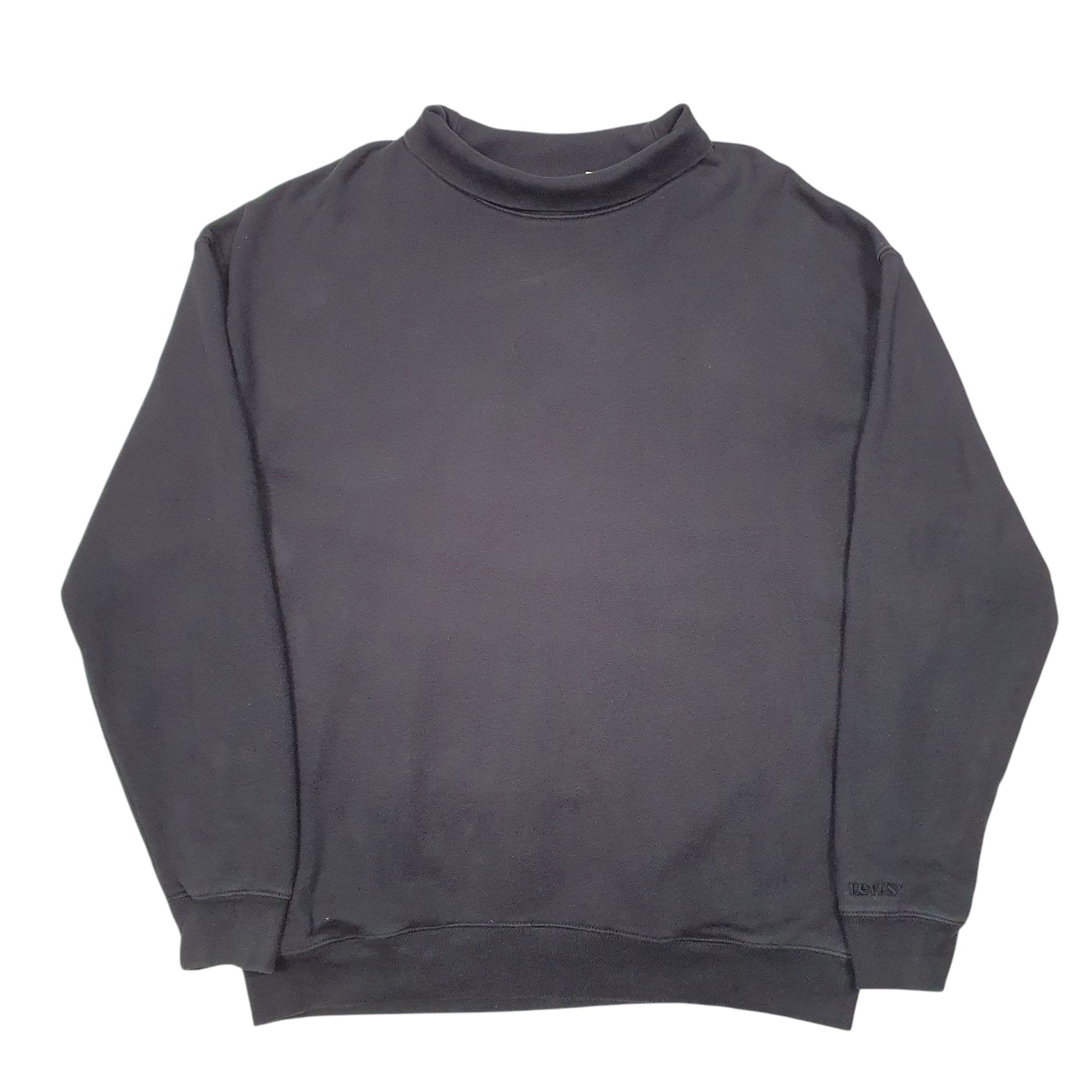 Mens Black Levis Roll Neck Crewneck Jumper