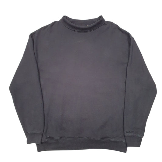 Mens Black Levis Roll Neck Crewneck Jumper