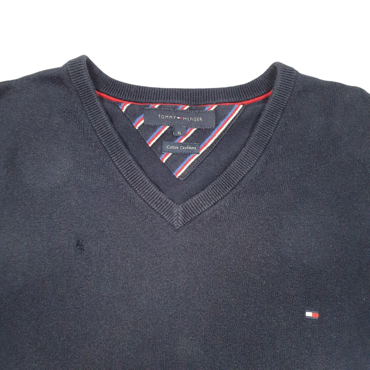 Mens Navy Tommy Hilfiger Knit V Neck Jumper