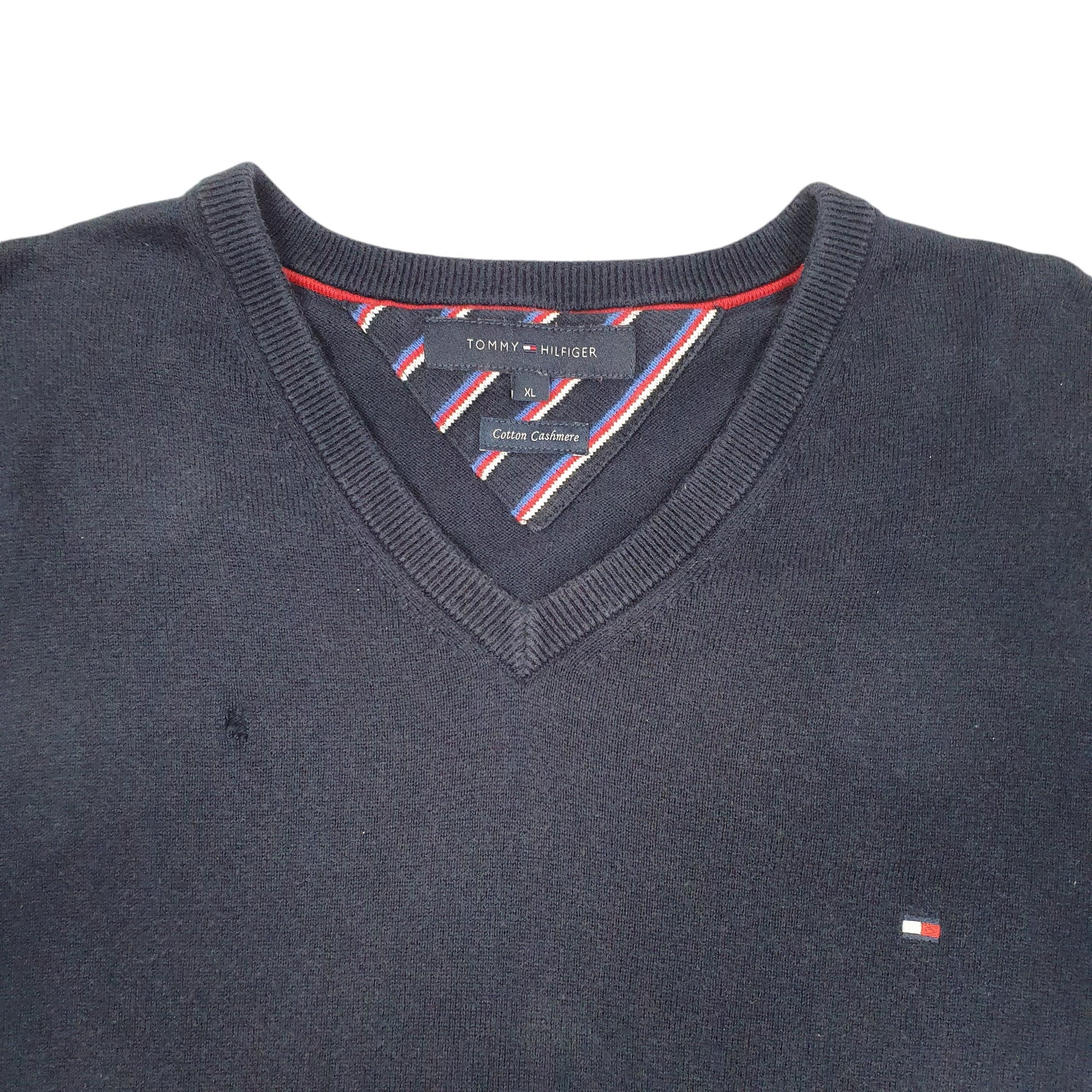 Mens Navy Tommy Hilfiger Knit V Neck Jumper