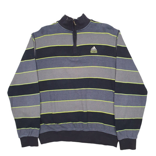 Mens Grey Adidas Vintage 2000's Quarter Zip Jumper