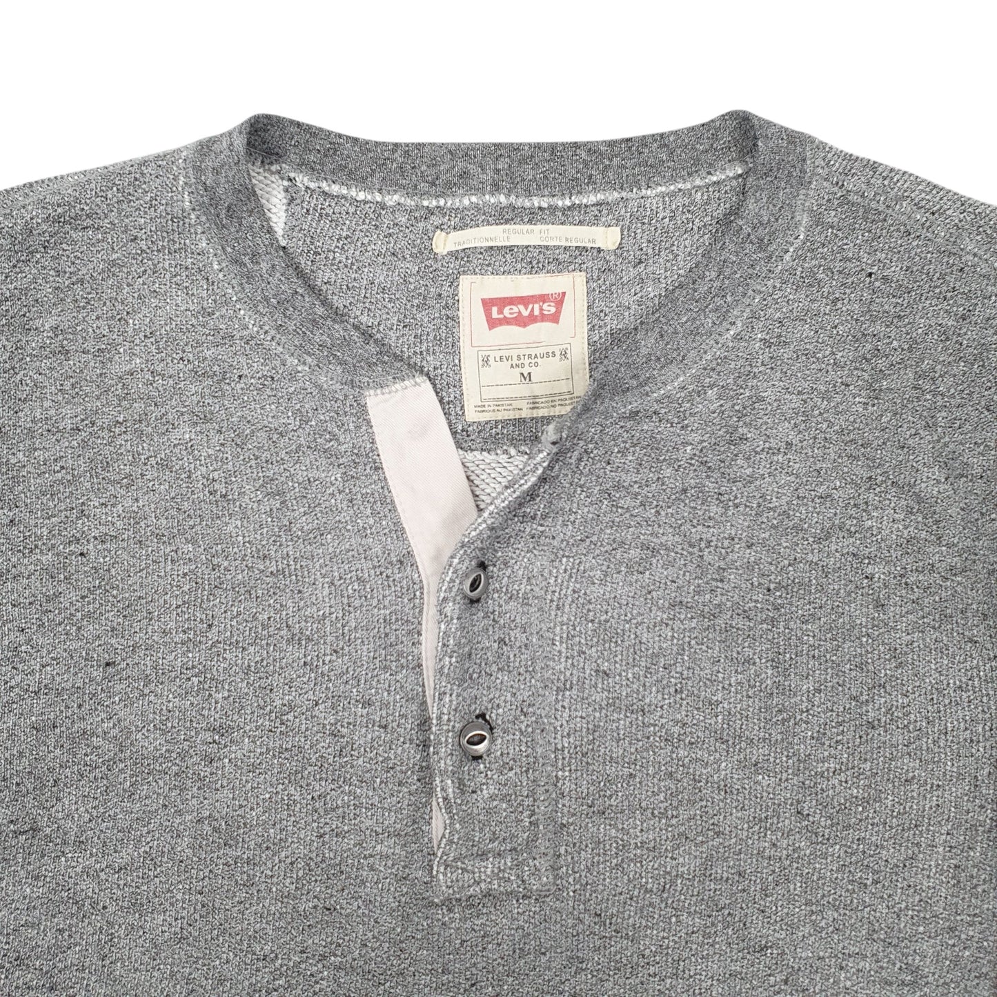 Mens Grey Levis Button Up Quarter Zip Jumper